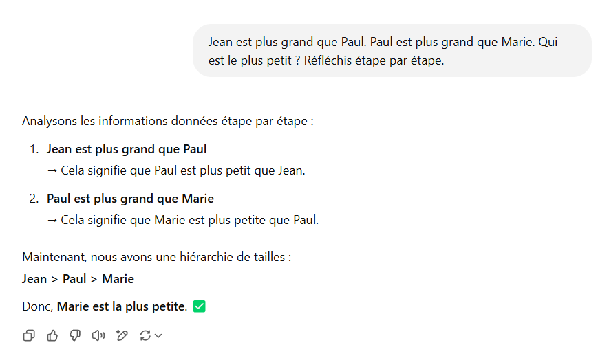 Exemple de prompting pour mettre en avant le Chain-of-Thought prompting Exemple d'application de prompt engineering : chain of thought prompting