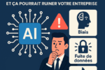 Illustration sur le danger IA en entreprise : risques liés aux biais, aux fuites de données et à une mauvaise utilisation par des salariés non formés