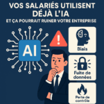 Illustration sur le danger IA en entreprise : risques liés aux biais, aux fuites de données et à une mauvaise utilisation par des salariés non formés